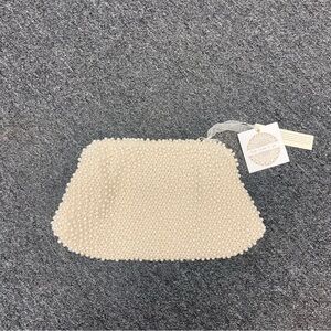 Pearl Beaded Clutch W/ Crossbody Strap